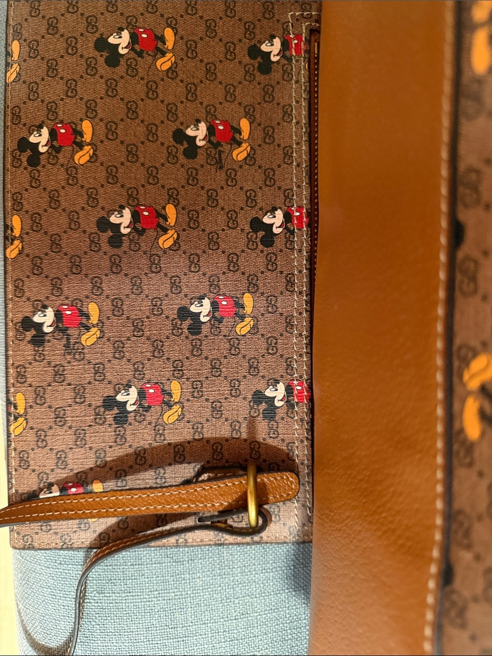 Gucci X Disney Brown and Tan Mickey Mouse Tote with Wrist Pouch - Picture 3 of 16